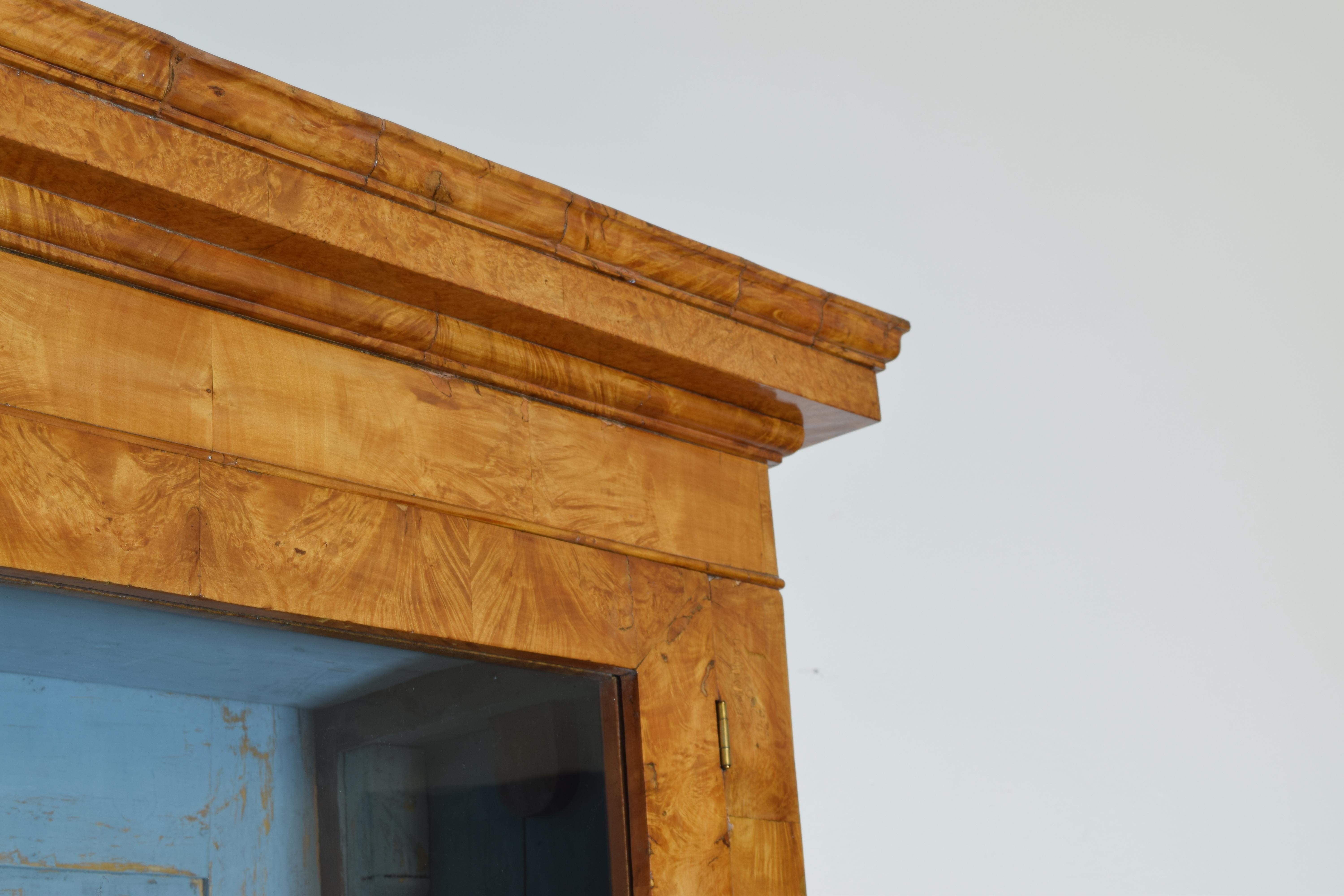 French Burled Maple Veneered Glass-Door Cabinet, circa 1840 2