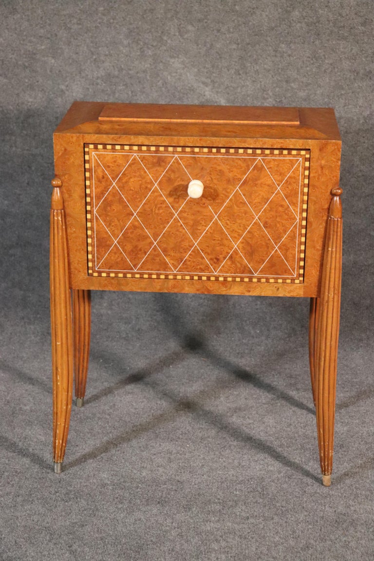 French Burled Walnut Inlaid Art Deco Martini Bar Liquor circa