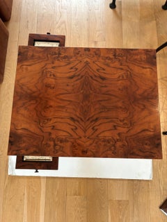 French Burled Walnut Side Table Attributed Jean Michael Frank, Rectangular.