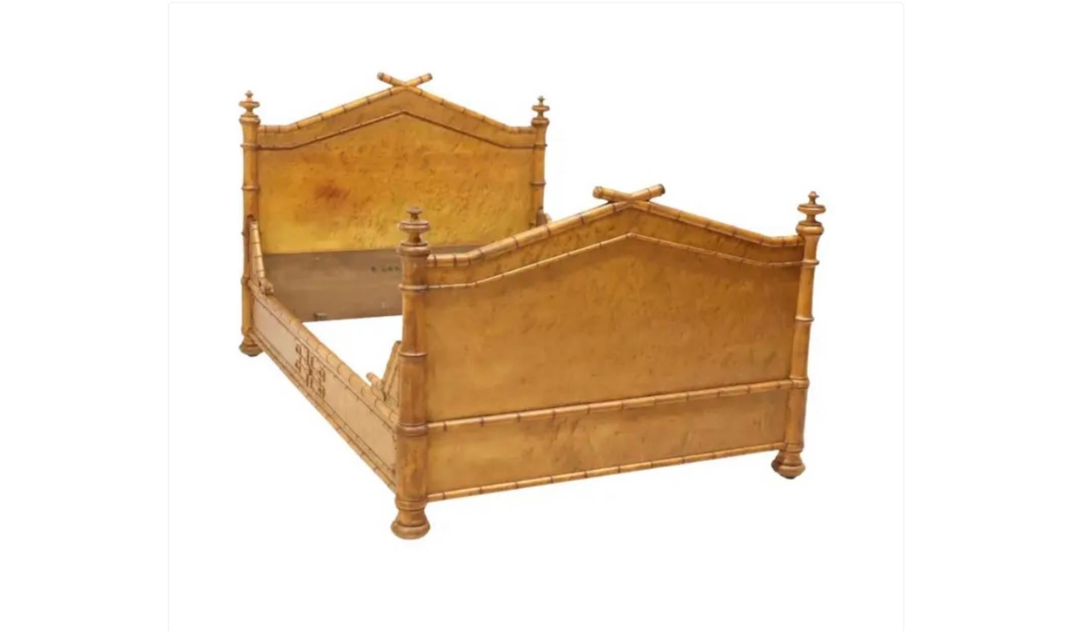 Letto francese in radica e finto bambù di Maison Krieger in vendita 3