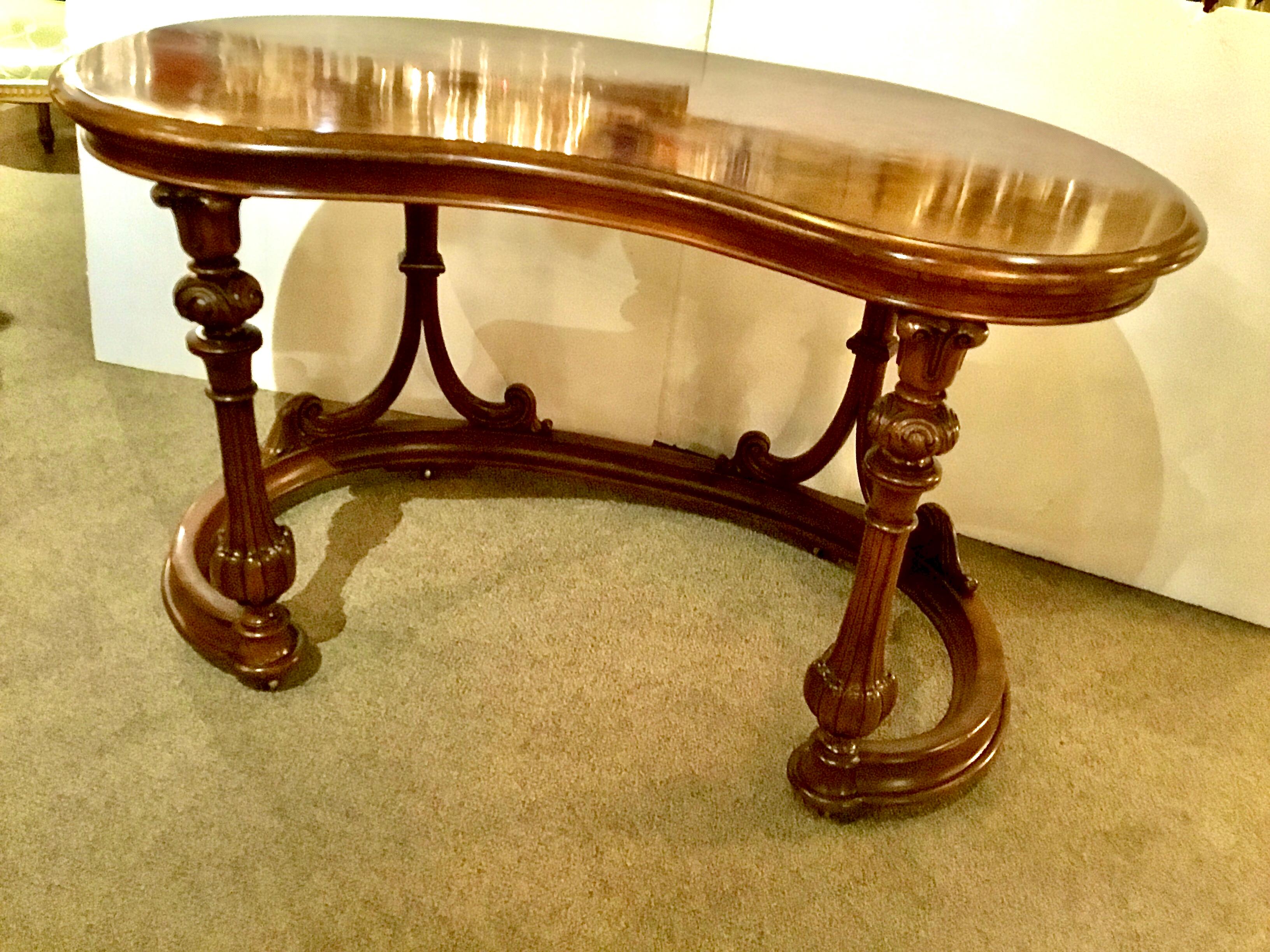 French Burl Wood Kidney Form Writing Desk, 19th Century 2