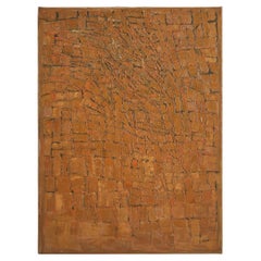 French Burnt Orange Oil on Canvas Painting by Pierre Coquet, 1960s