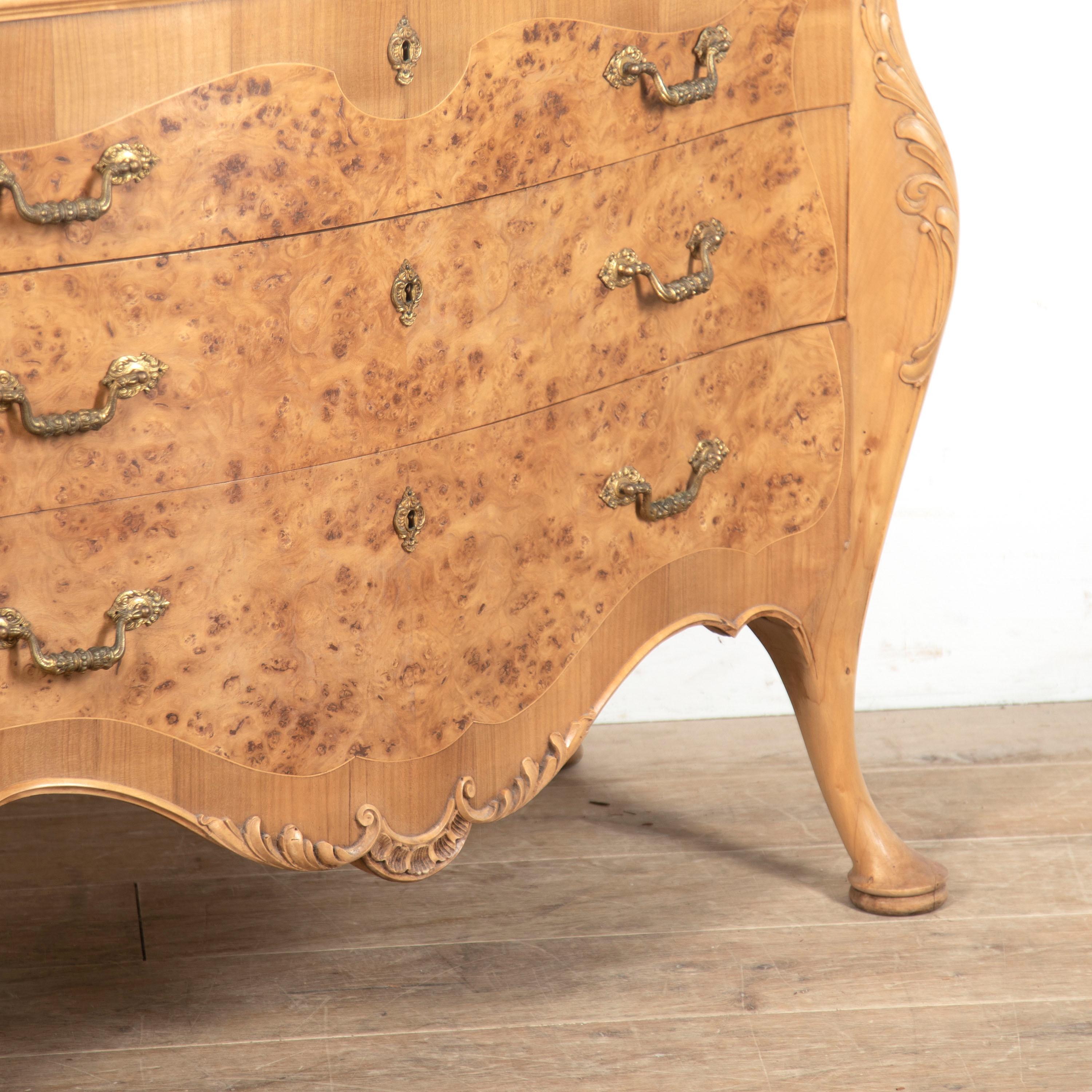 20th Century French Burr Walnut Commode For Sale