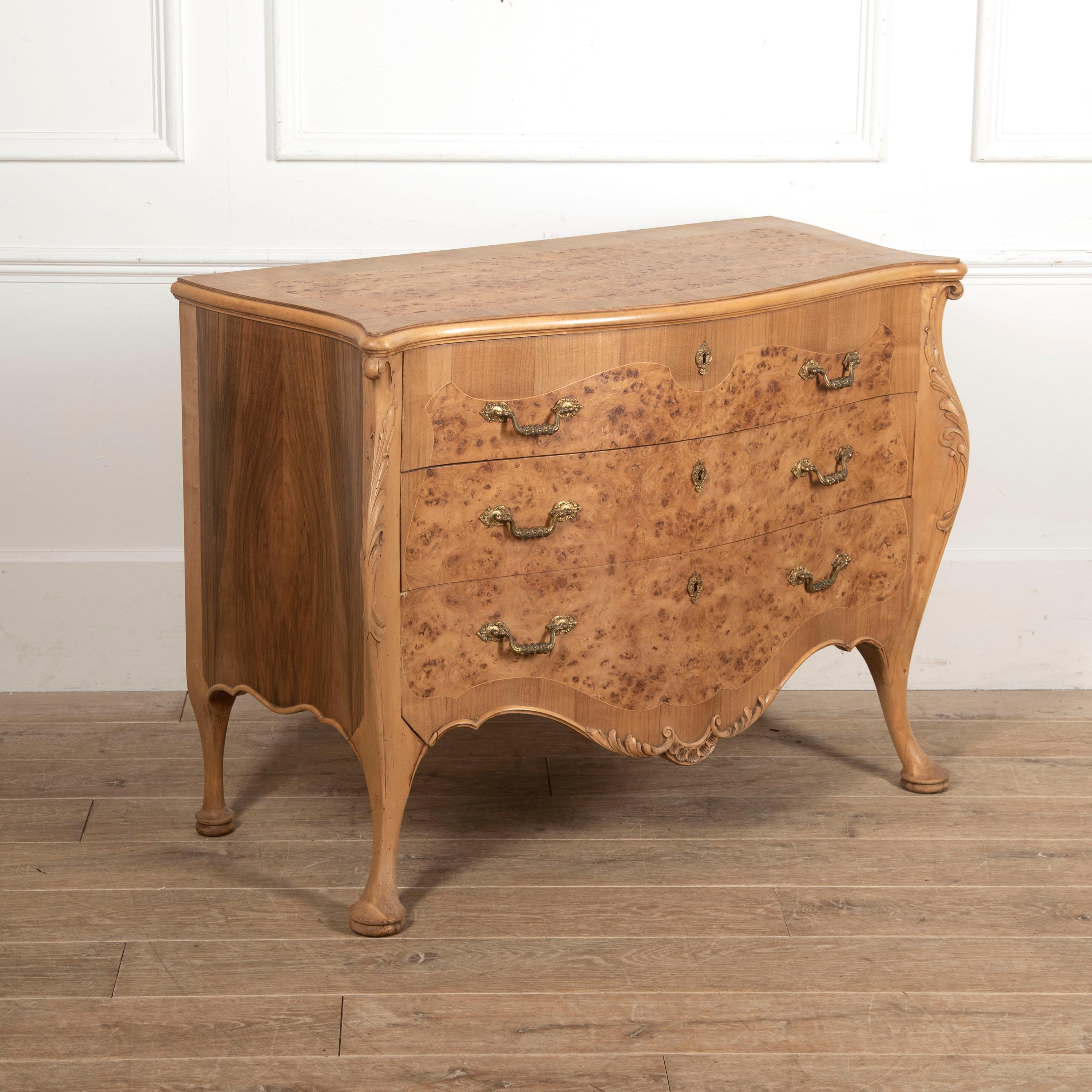 French Burr Walnut Commode For Sale 4