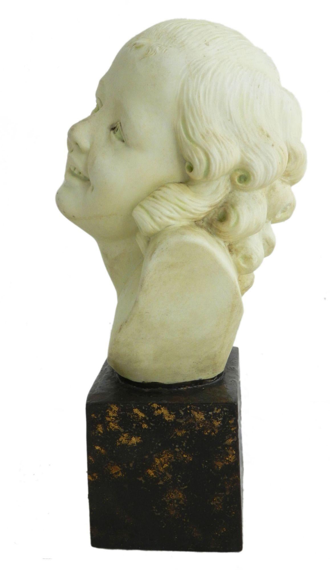 Aesthetic Movement French Bust of Girl c1920 Signed For Sale
