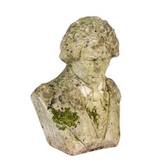 French Bust Sculpture of Ludwig van Beethoven with Moss, Early 20th Century