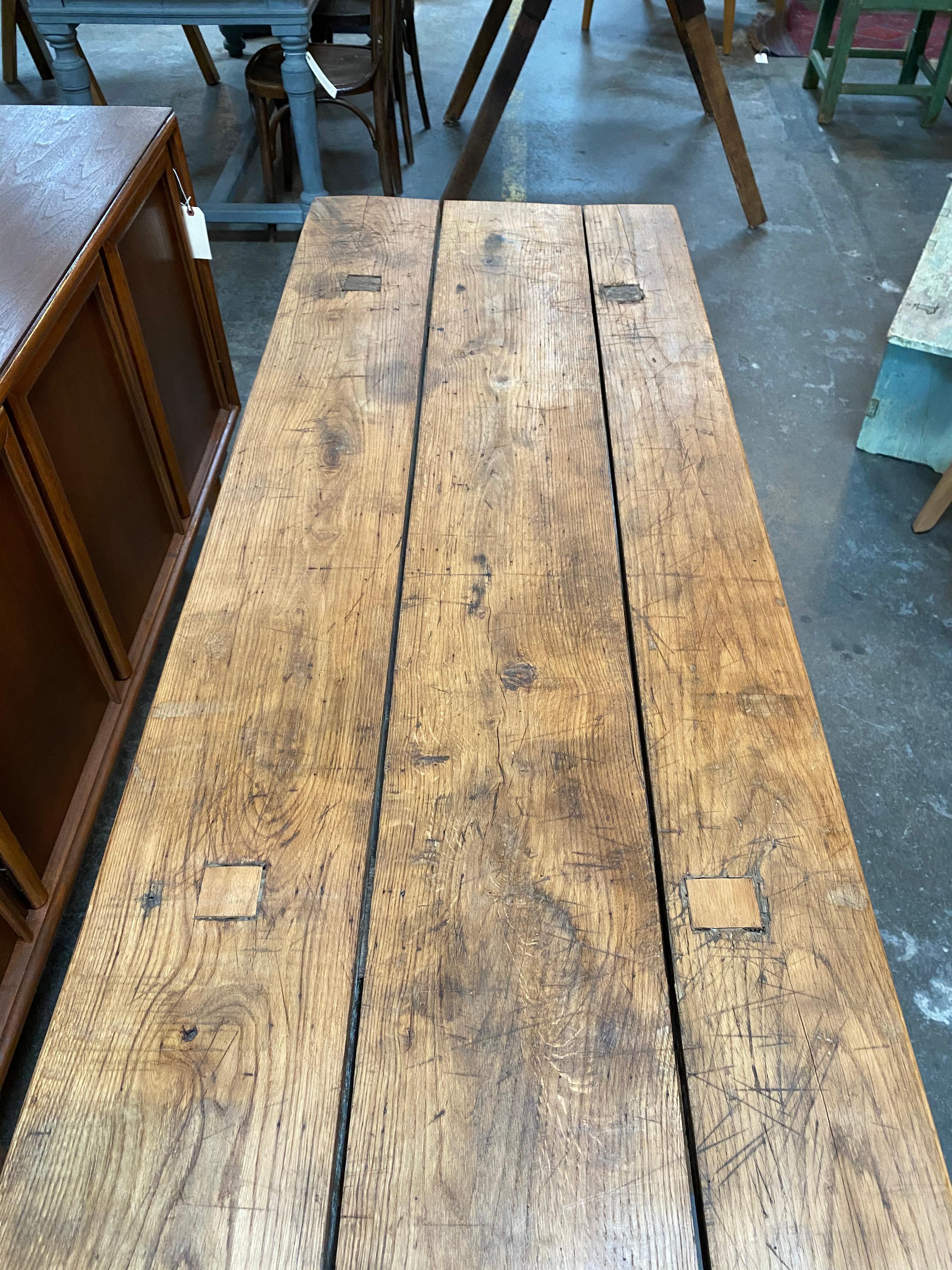 French Butcher Block Table  In Fair Condition In Los Angeles, CA