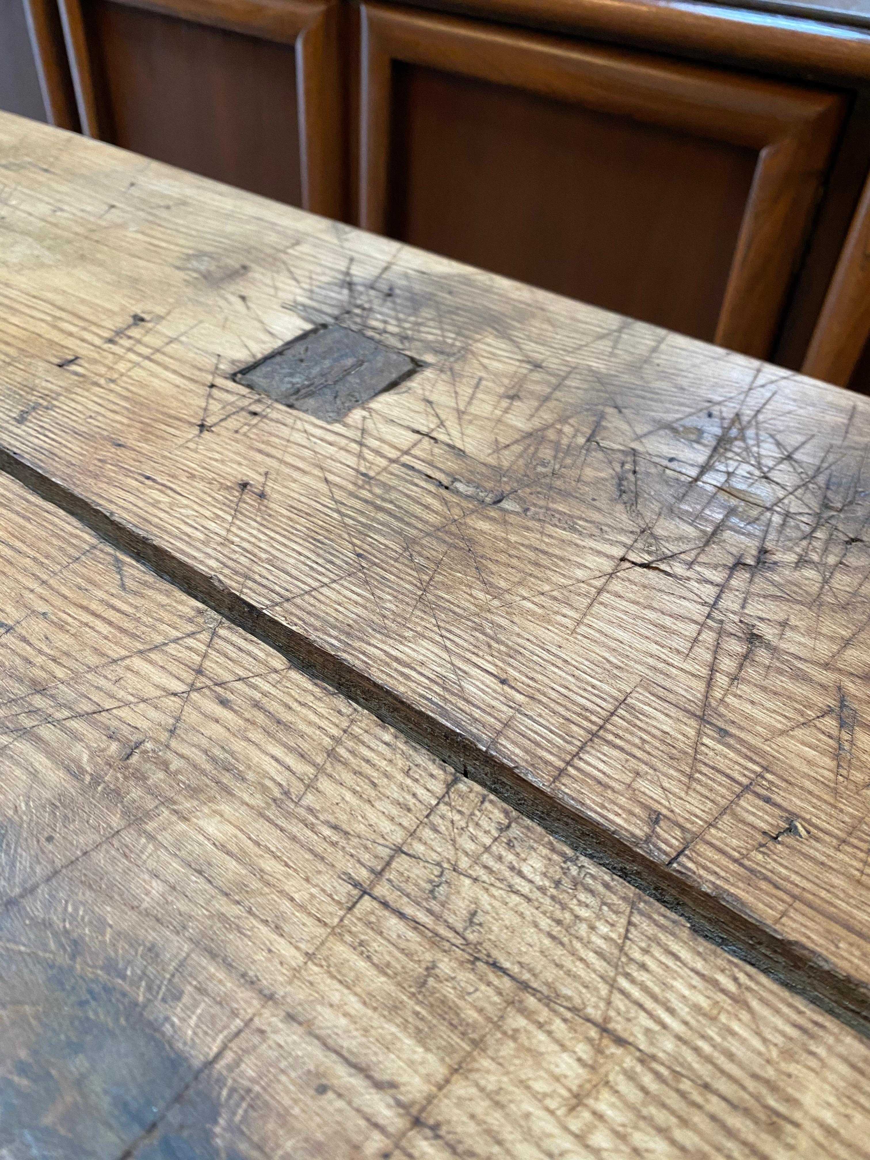20th Century French Butcher Block Table 