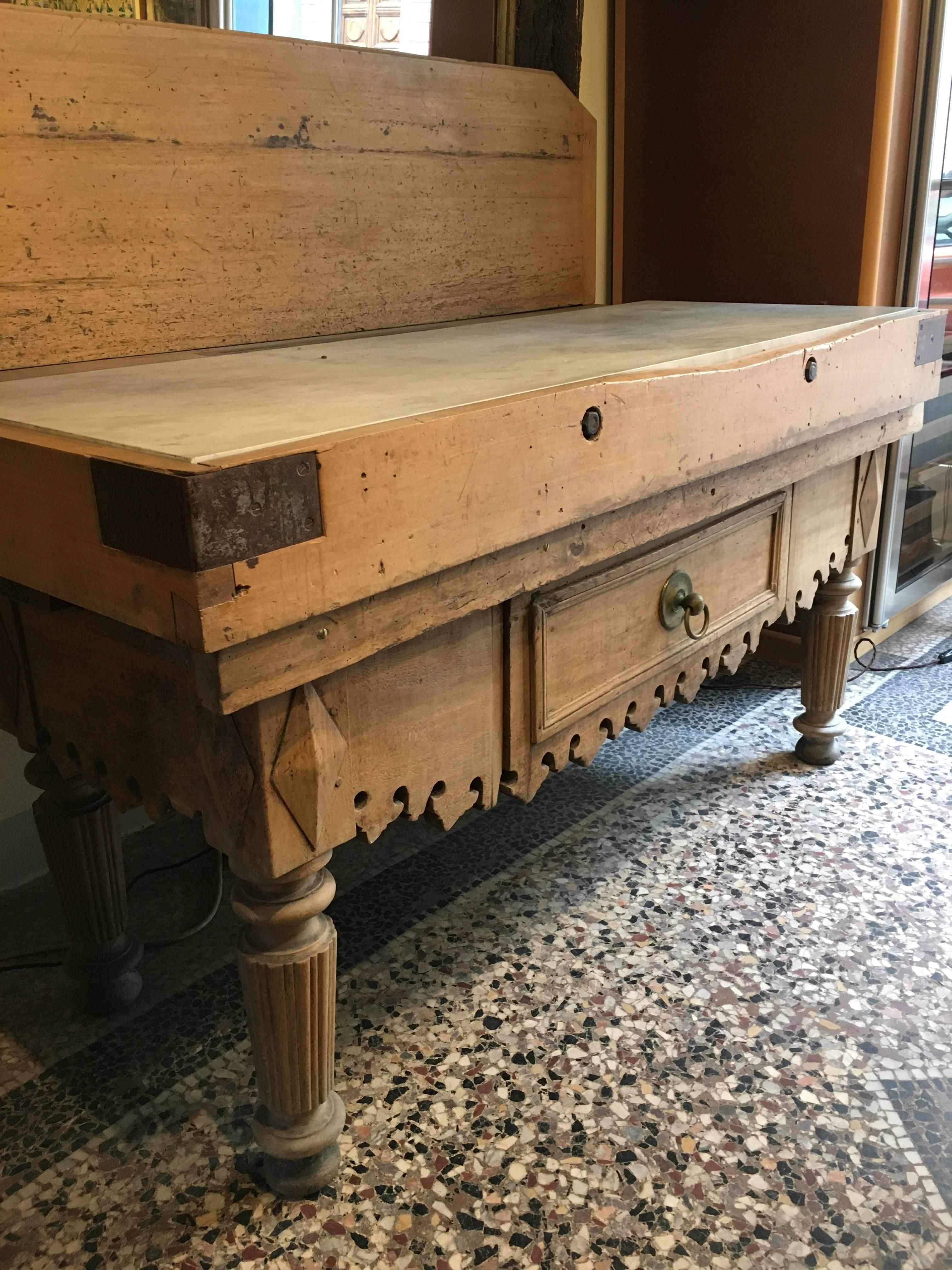 oak block table