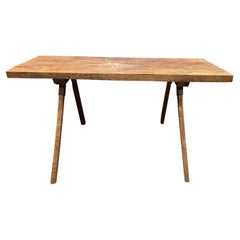 French Butcher Block Table with Metal Accents