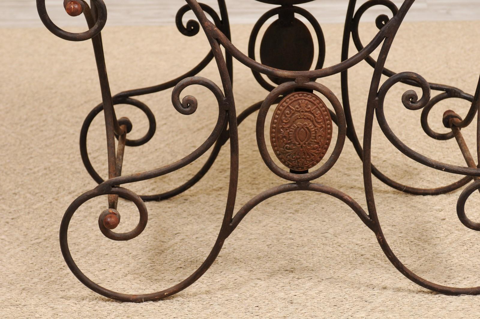 French Butcher Table with Scrolled Iron Base and Wooden Top, Late 19th Century 7