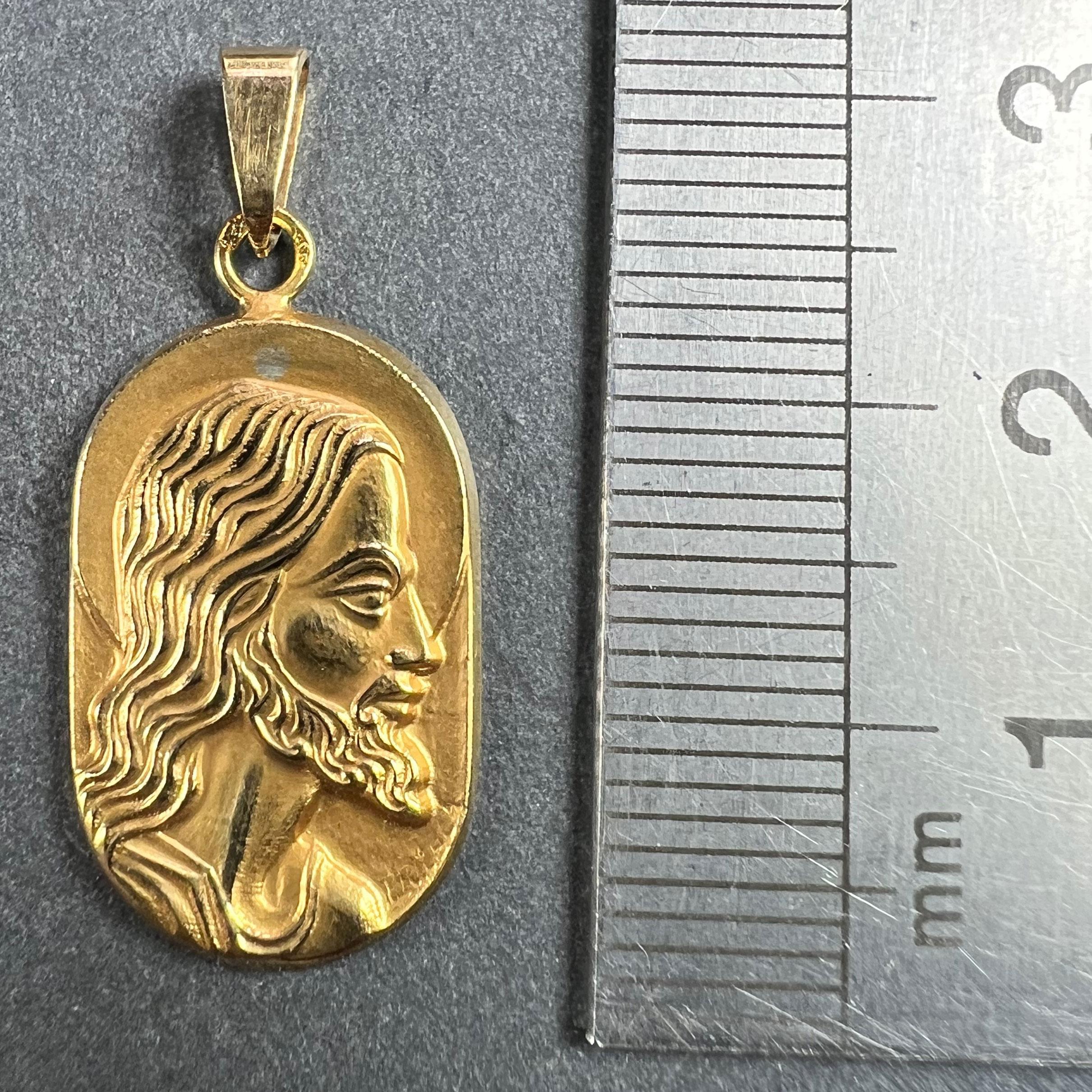 French Butsch 18K Yellow Gold Jesus Christ Medal Charm Pendant For Sale 6