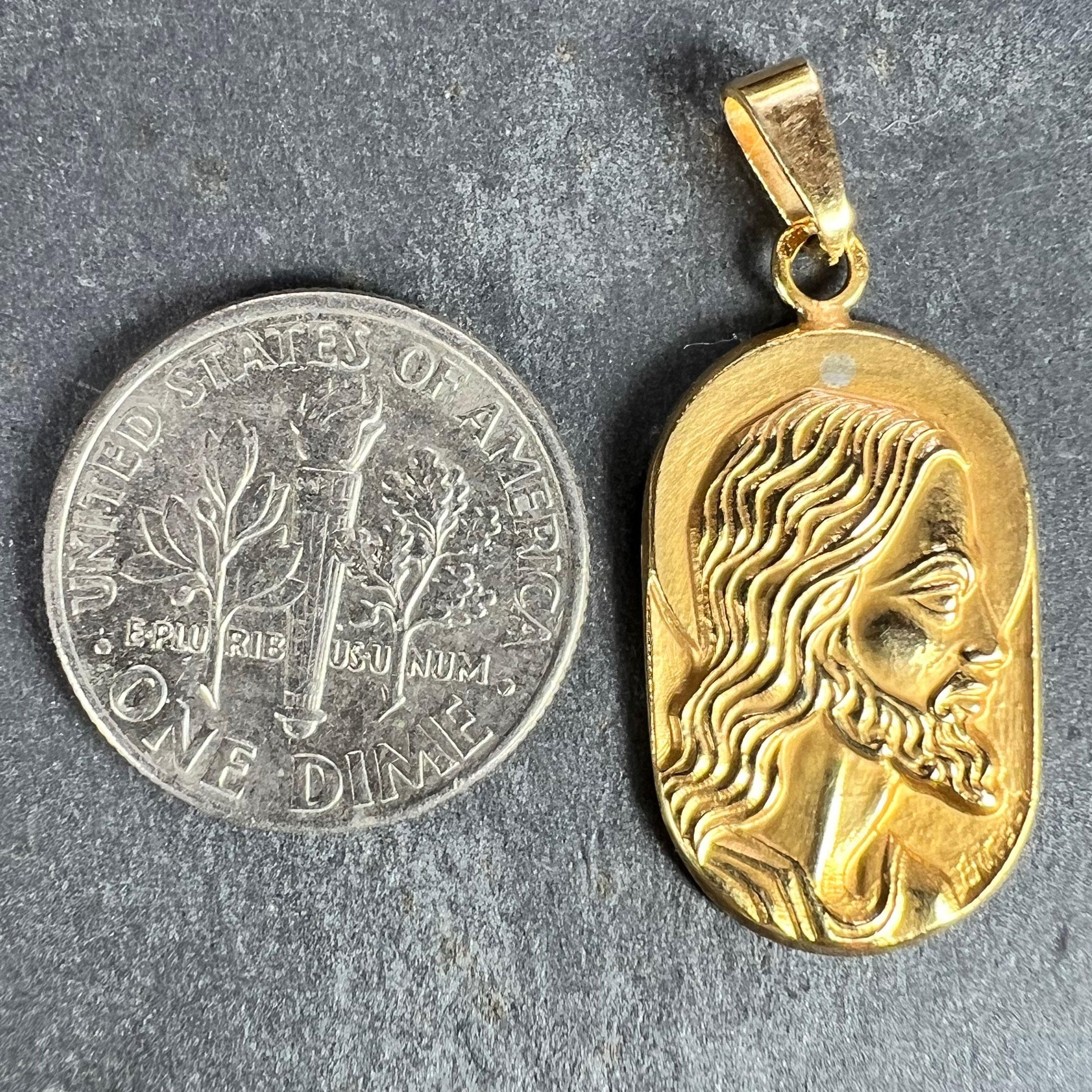French Butsch 18K Yellow Gold Jesus Christ Medal Charm Pendant For Sale 7