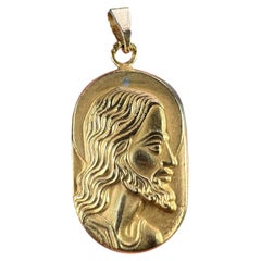 French Butsch 18K Yellow Gold Jesus Christ Medal Charm Pendant