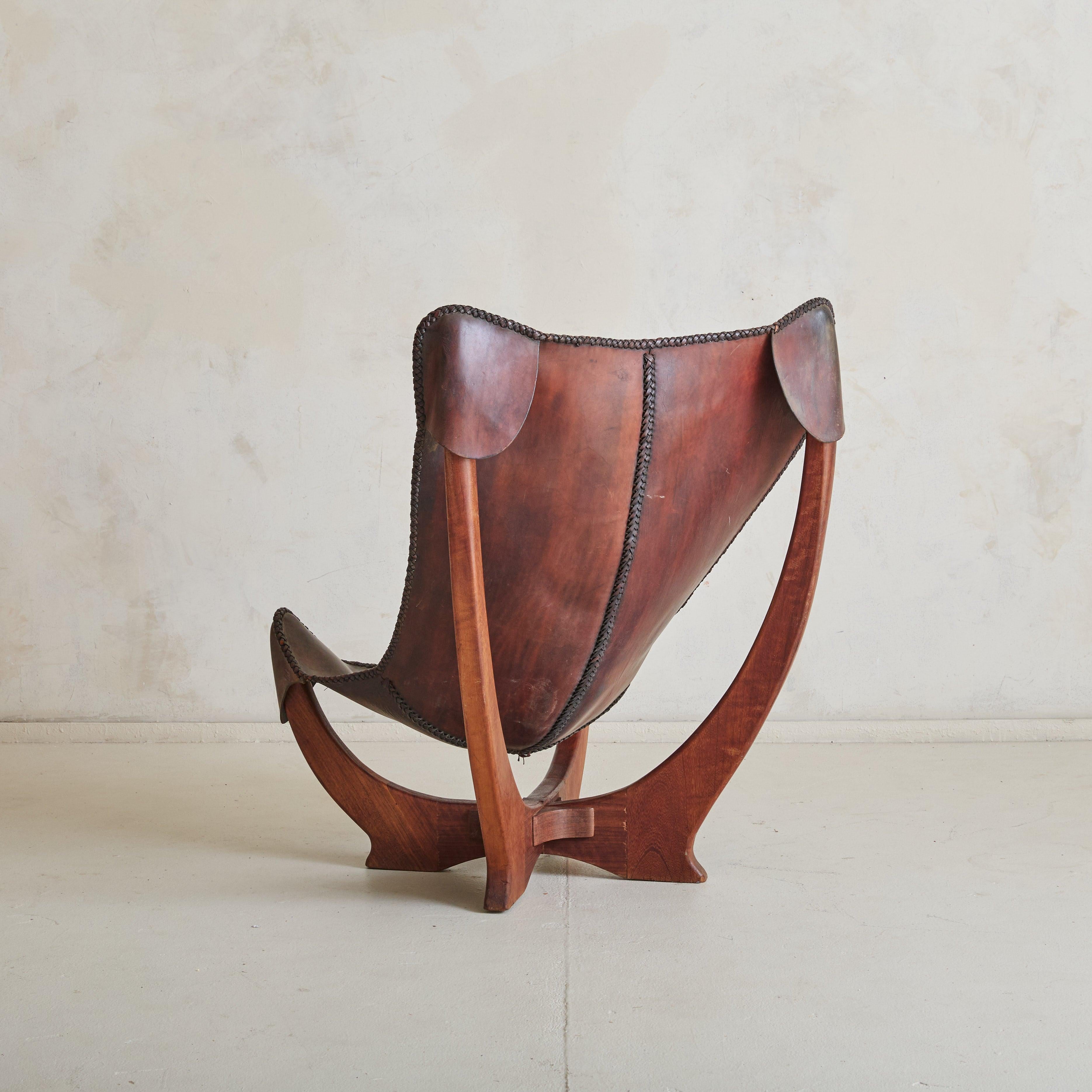 Mid-Century Modern French Butterfly Lounge Chair in Cowhide Leather, 1960s