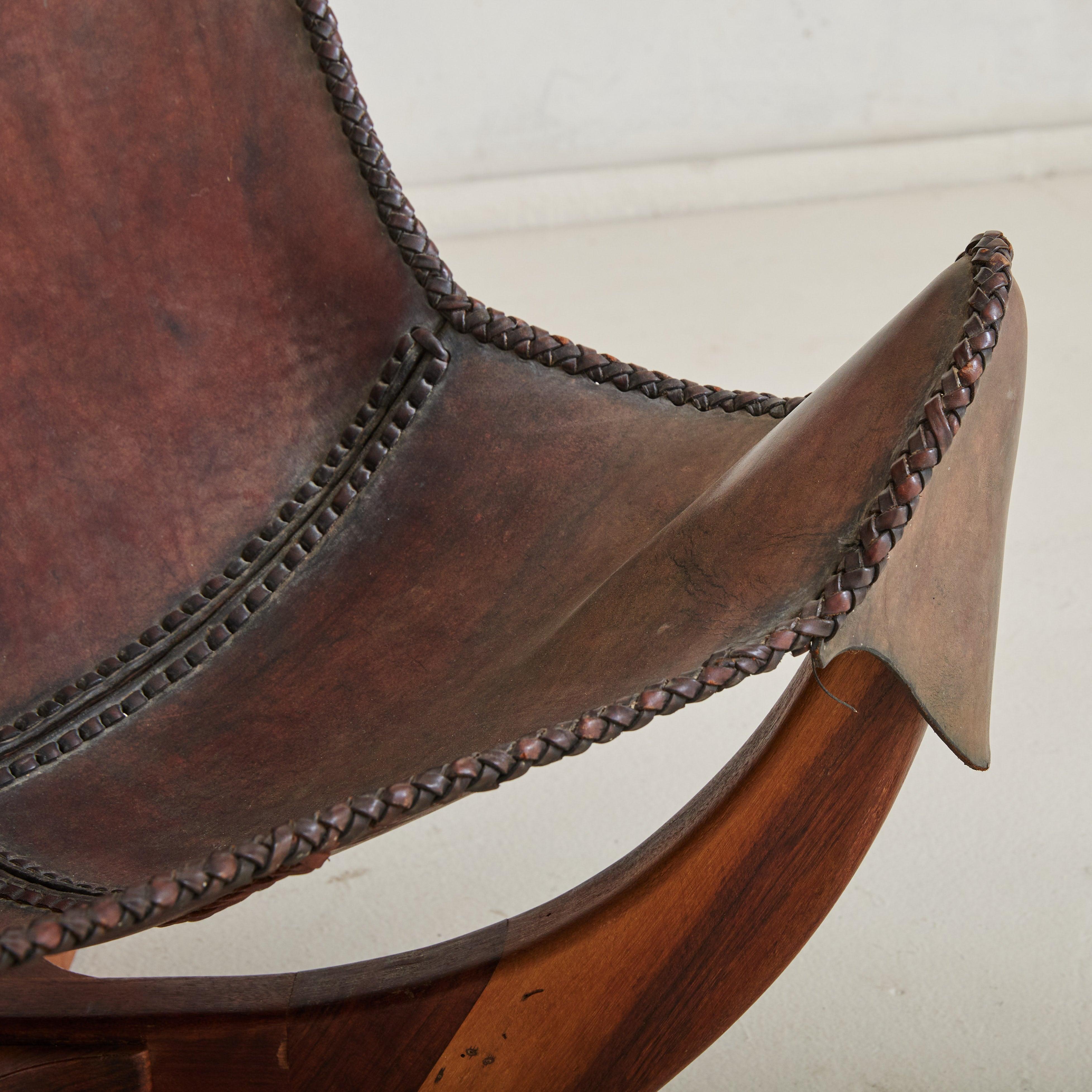 French Butterfly Lounge Chair in Cowhide Leather, 1960s 1