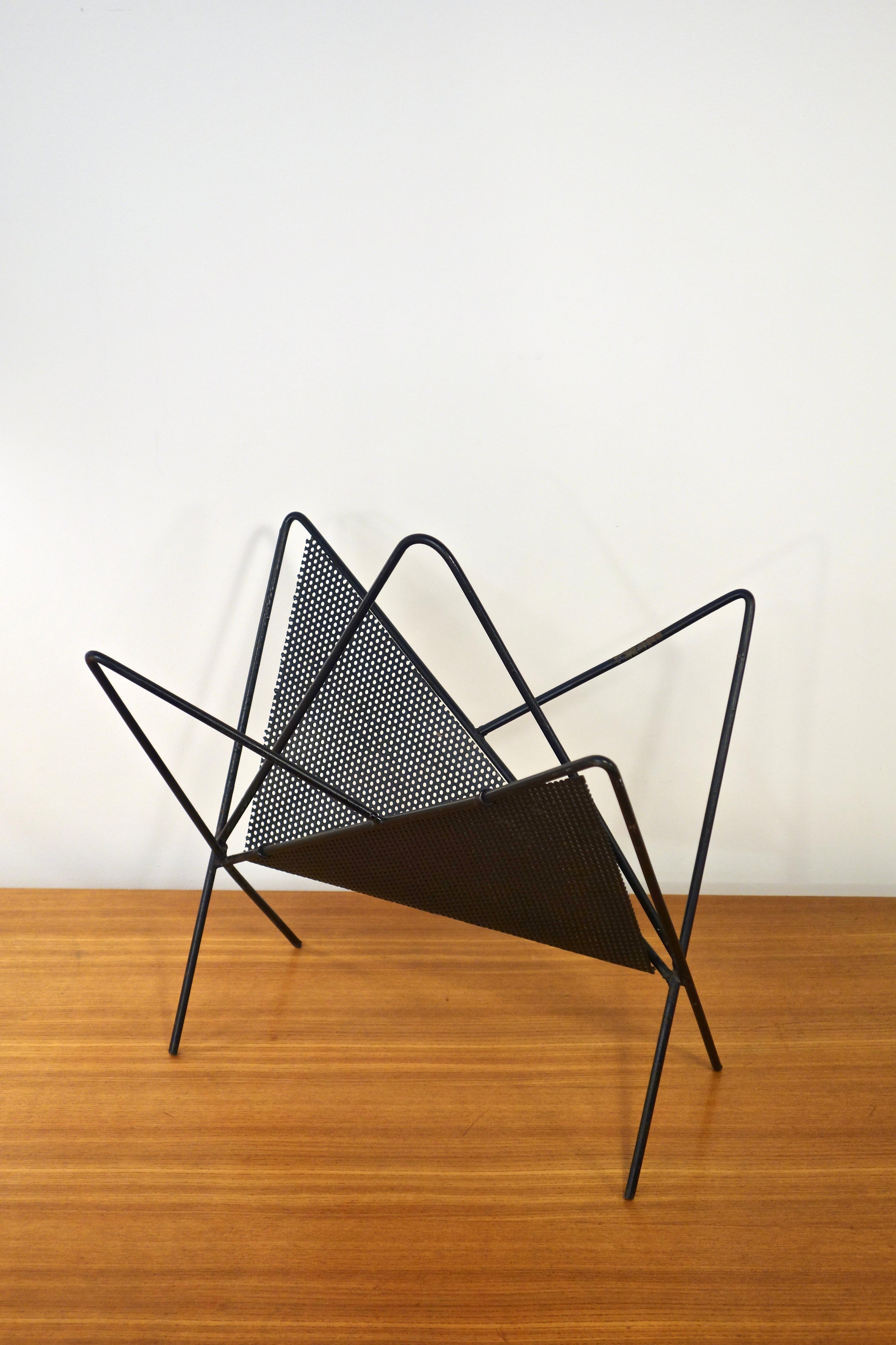 Metal French “Butterfly” magazine rack by Mathieu Matégot 1950s For Sale