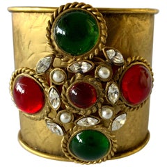 French Byzantine Style Maltese Cross Statement Cuff Bracelet