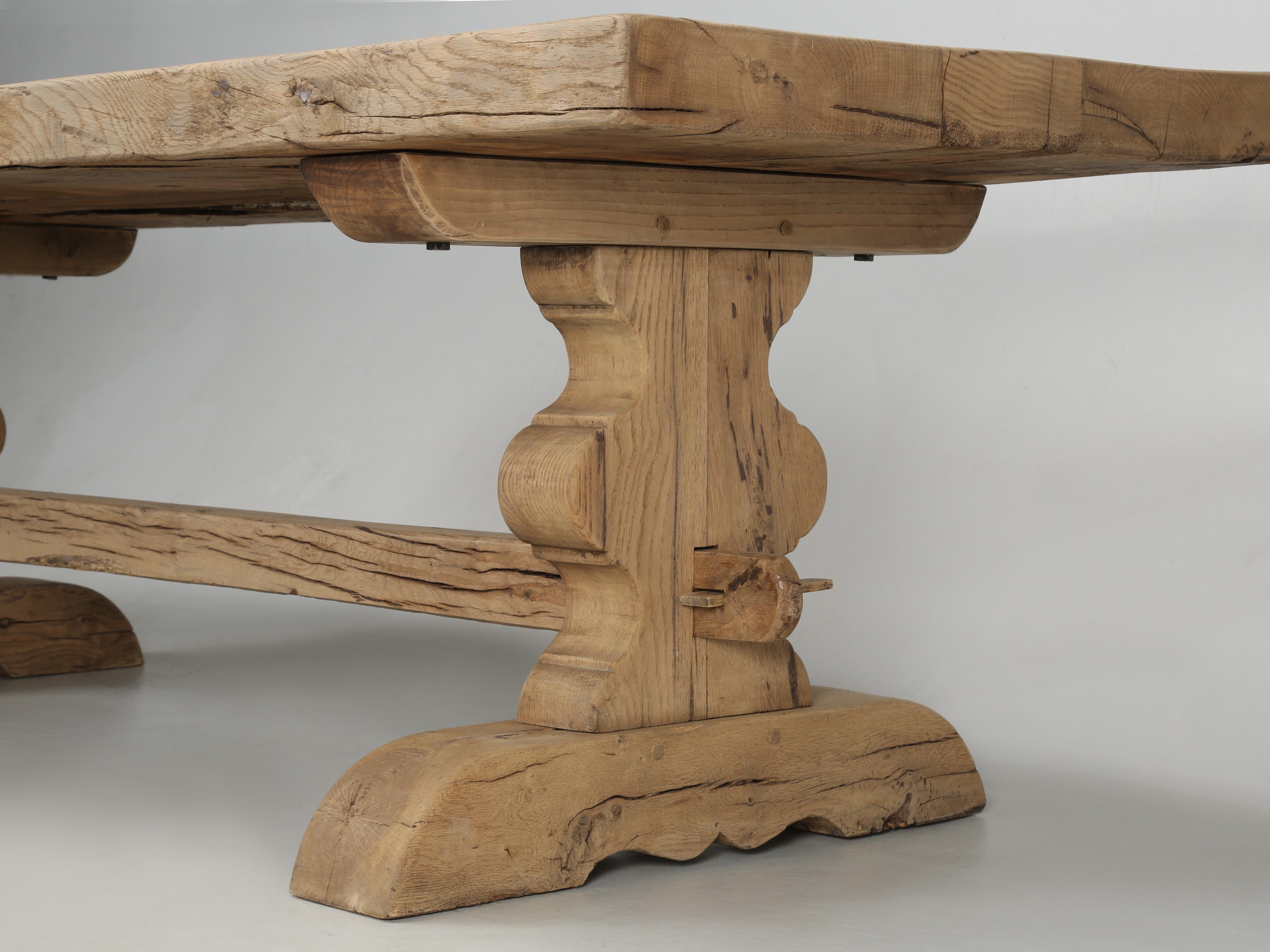 French c1700's Oak Trestle Style Dining Table, From Provence Original Patina 3