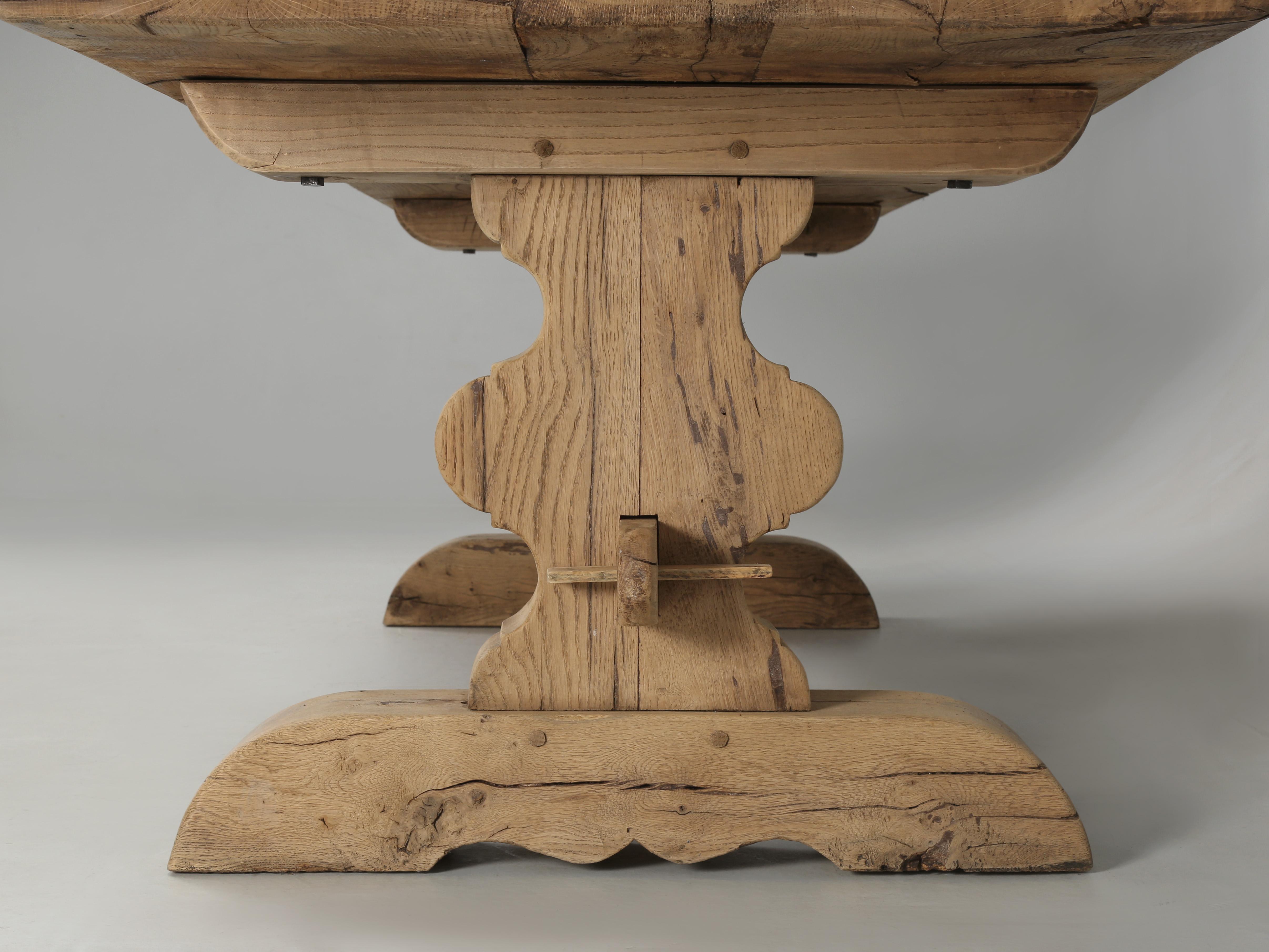 French c1700's Oak Trestle Style Dining Table, From Provence Original Patina 5