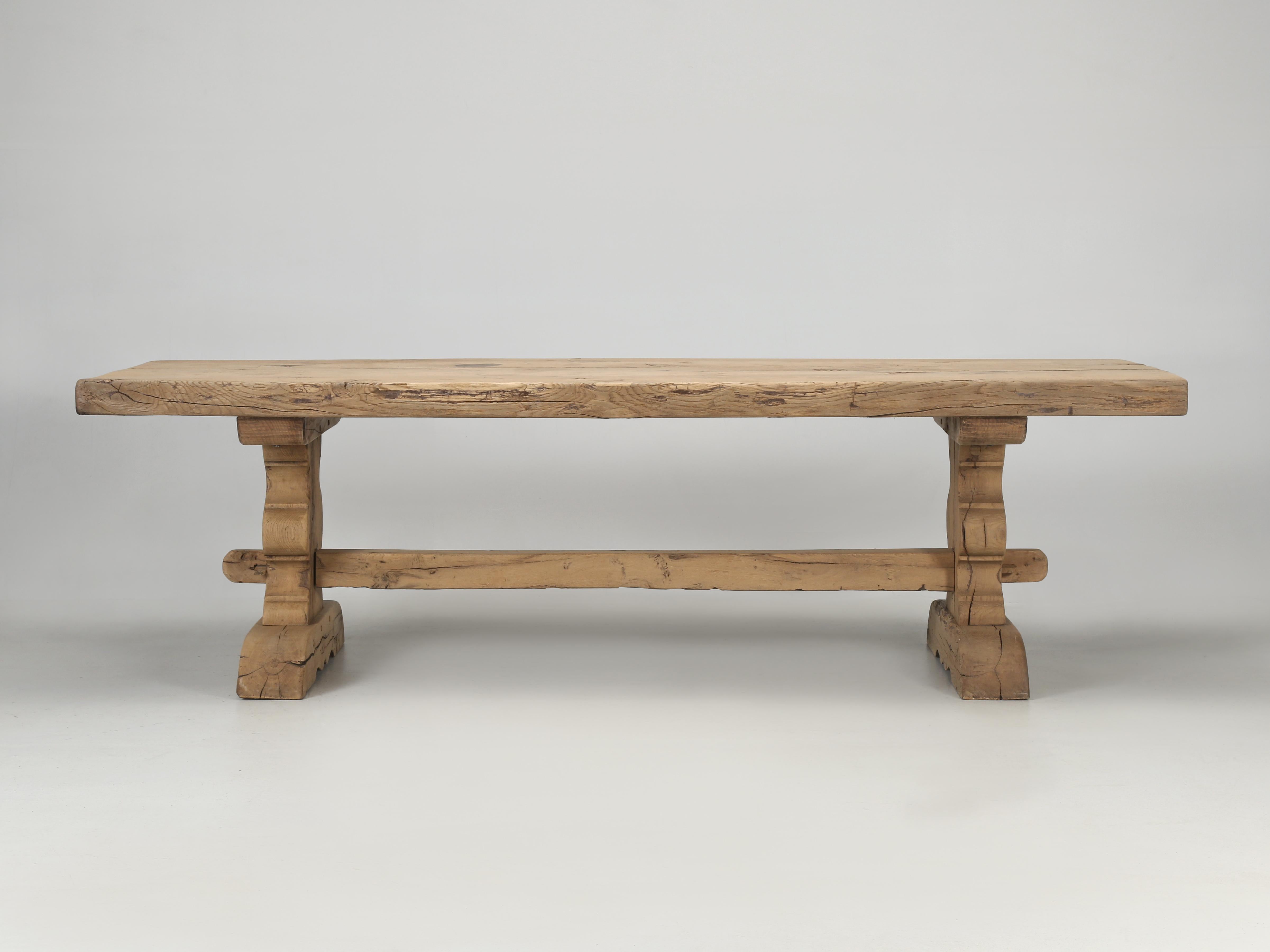 French c1700's Oak Trestle Style Dining Table, From Provence Original Patina 11
