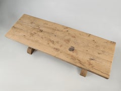 French c1700's Oak Trestle Style Dining Table, From Provence Original Patina