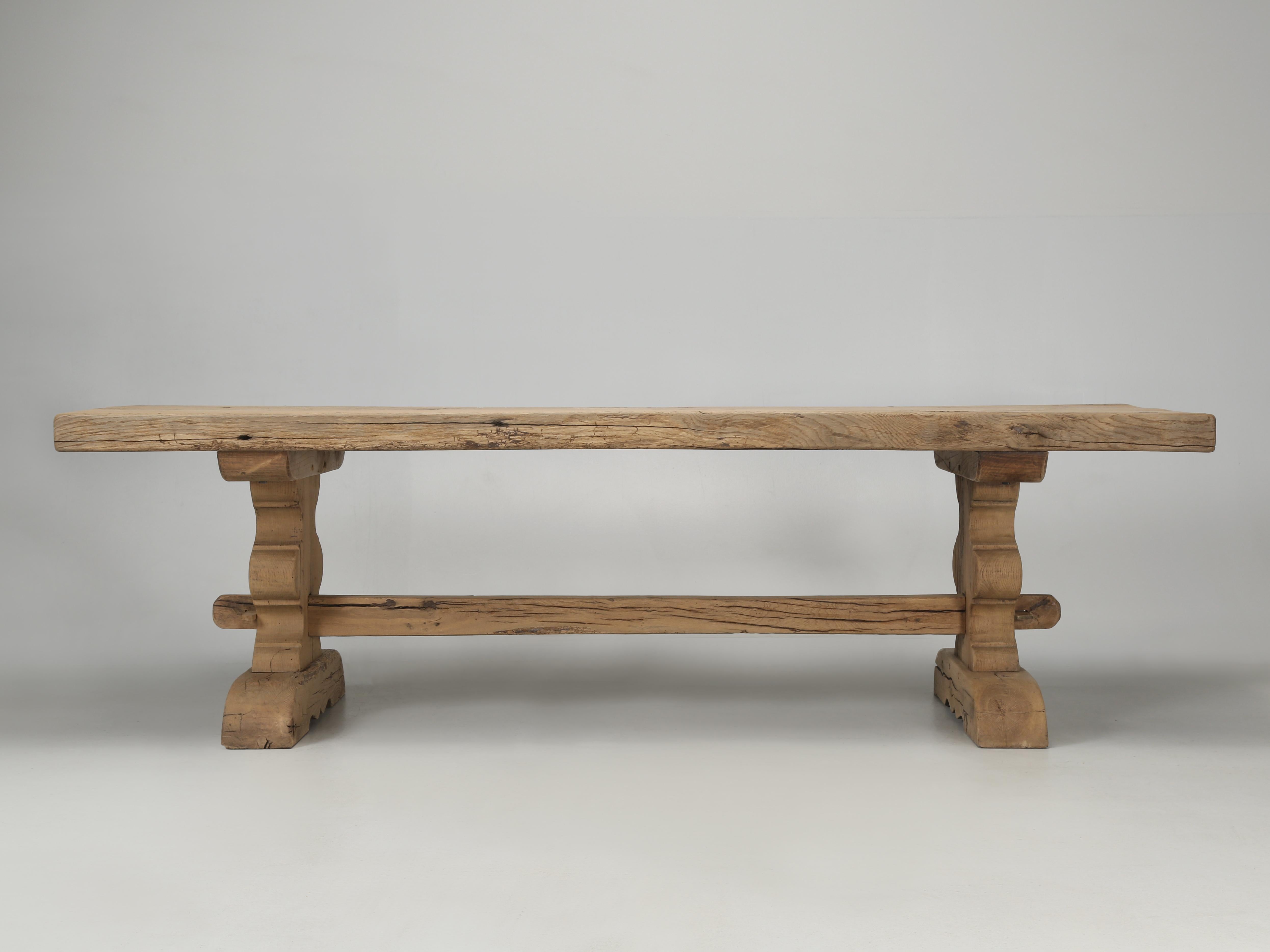 French c1700's Oak Trestle Style Dining Table, From Provence Original Patina 2