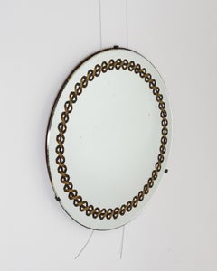 French C.1940s Circular Verre Églomisé Mirror