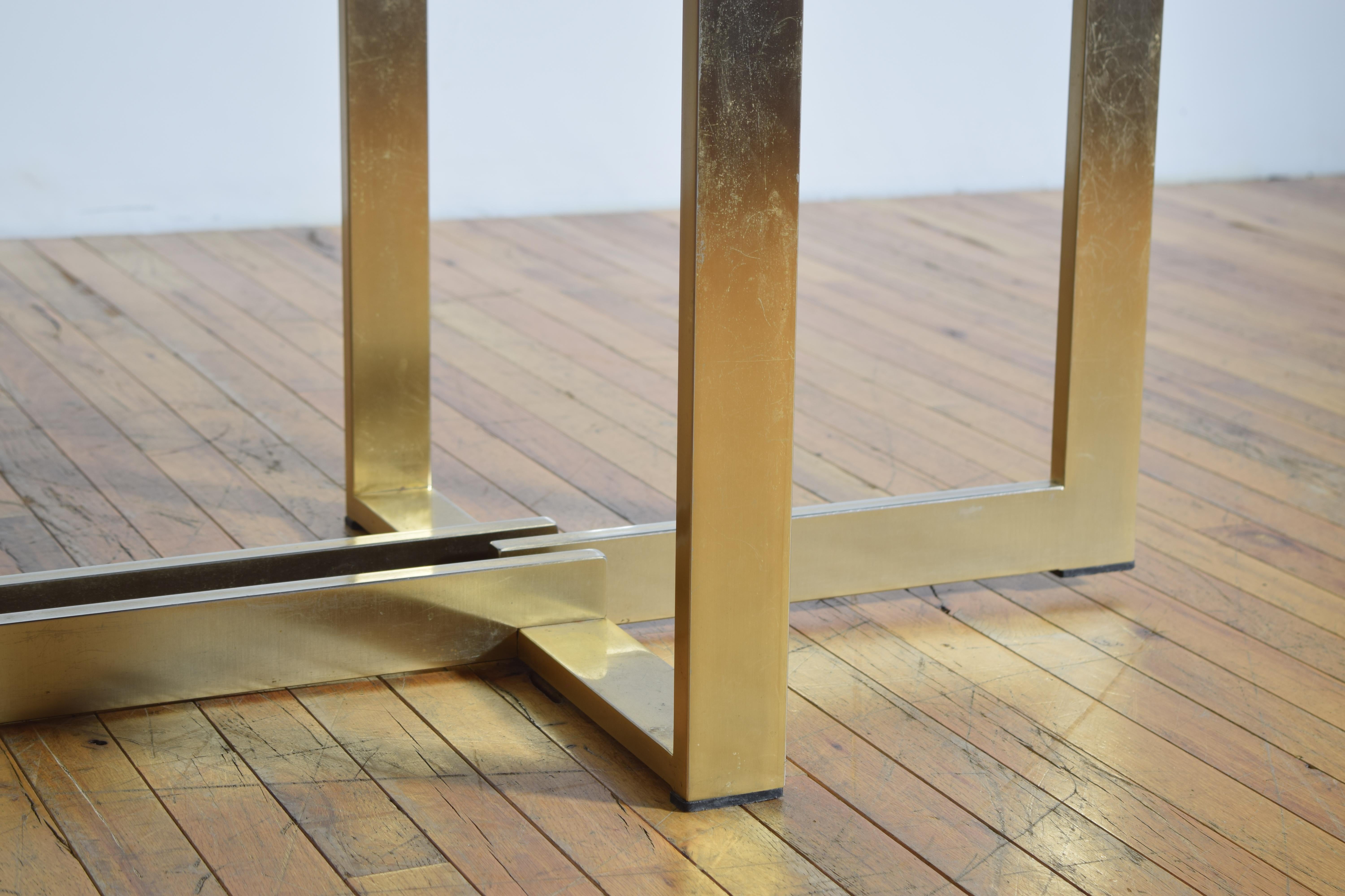Französisch ca. 1970's Marmor & Chrom/Bronze Platte Esstisch oder Center Table im Angebot 1