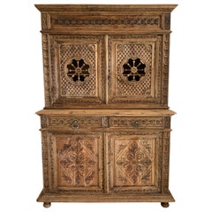 French Cabinet Deux-Corps Normandy Henry II Style Bleached in Walnut