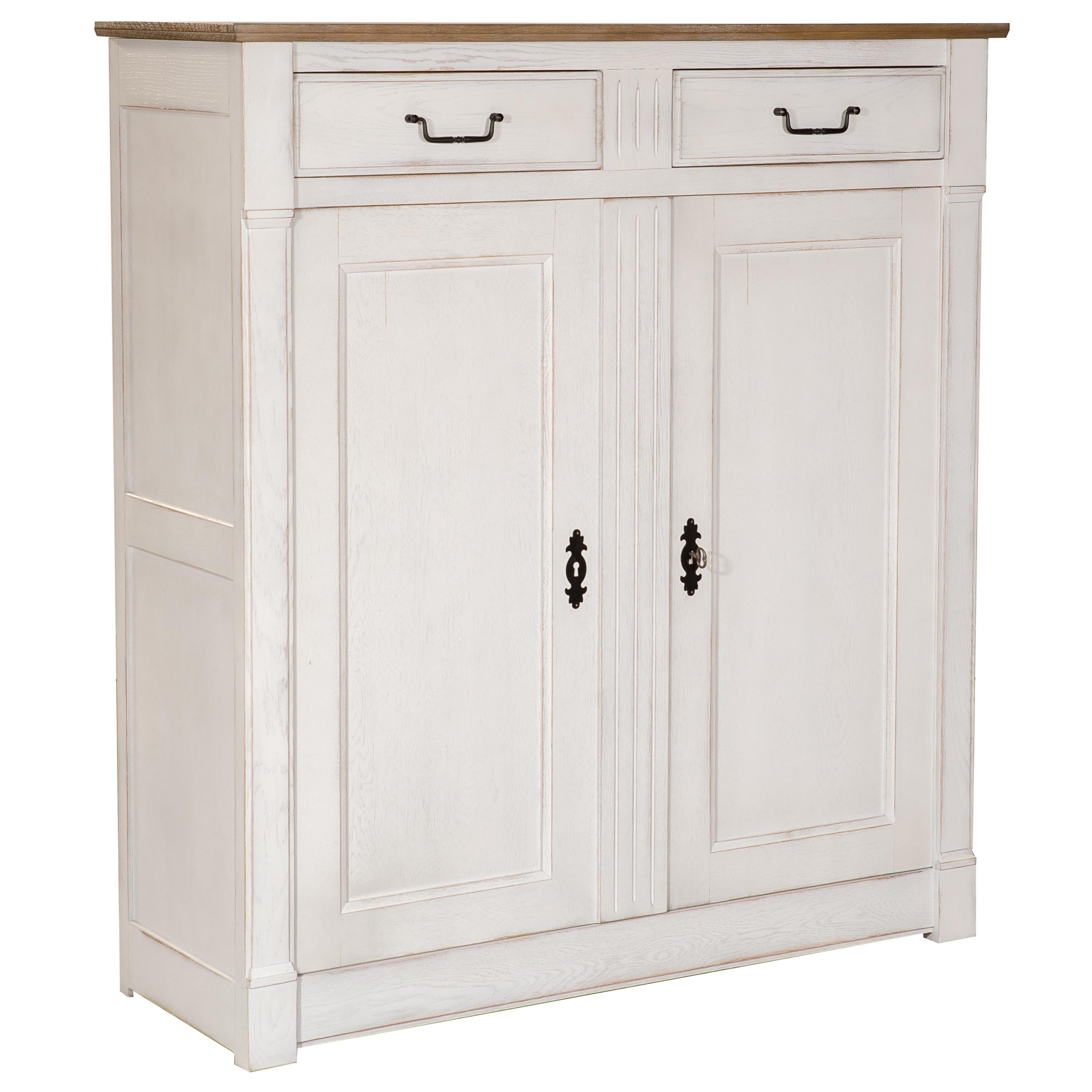 Hand-Crafted French Cabinet in Solid Oak, Royal Brown Stained and Pearl Grey Lacquered For Sale