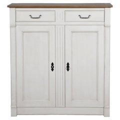 French Cabinet in Solid Oak, Royal Brown Stained and Pearl Grey Lacquered