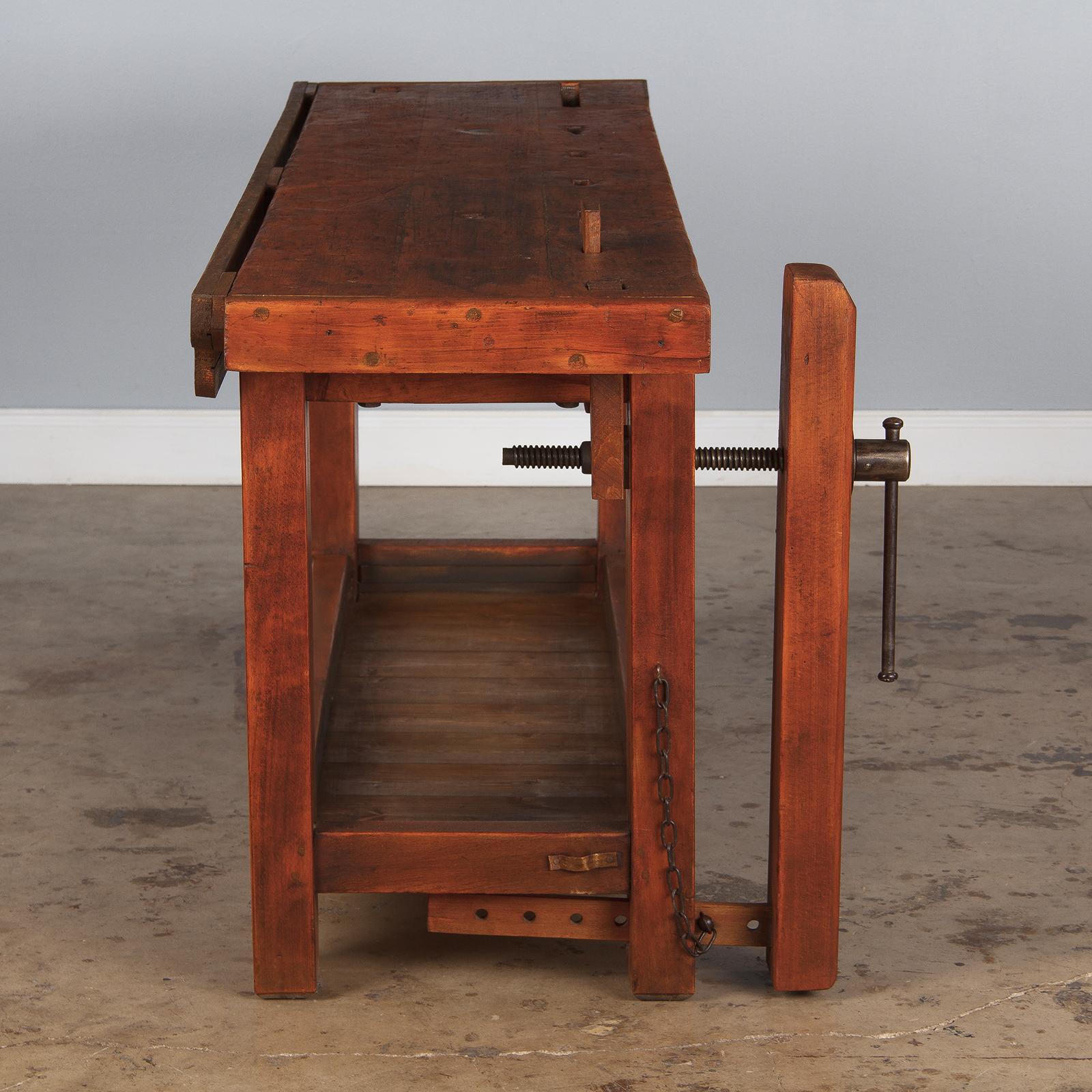 French Cabinet Maker's Workbench in Beechwood, 1950s 4