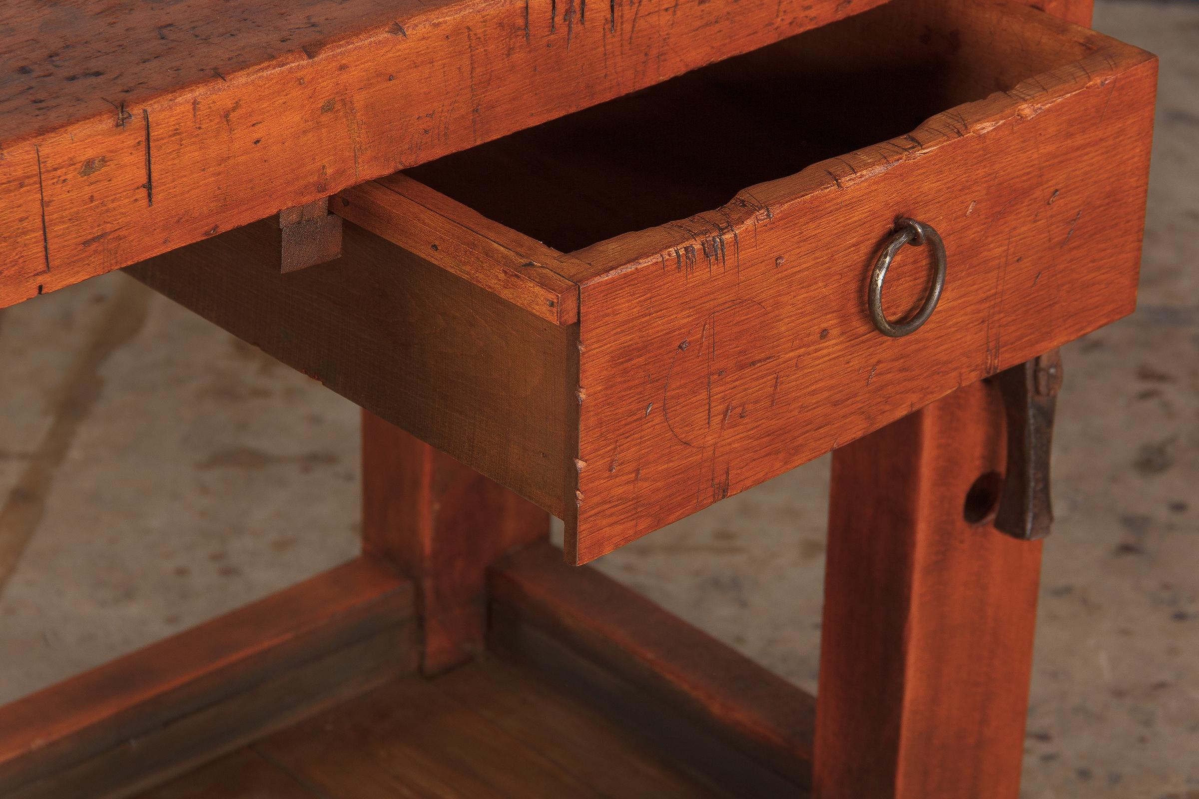 French Cabinet Maker's Workbench in Beechwood, 1950s 8