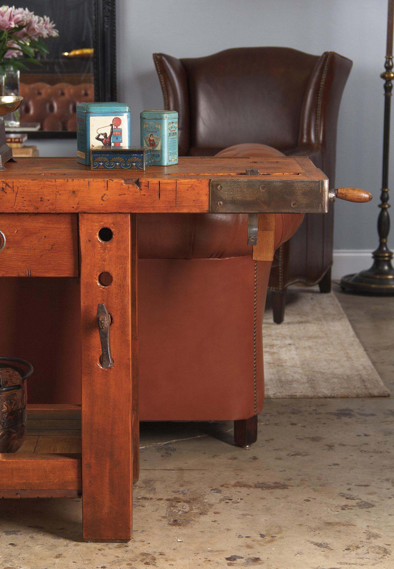 French Cabinet Maker's Workbench in Beechwood, 1950s 11