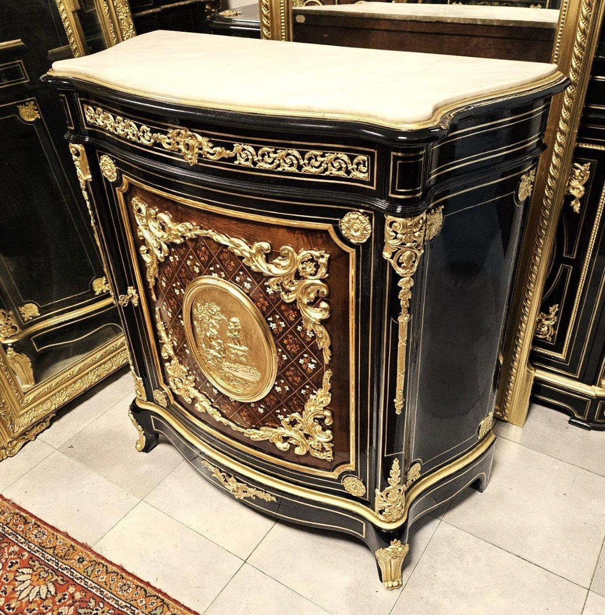 French Cabinet Napoleon III and Boulle Brass Gilt Bronze 19th Century 5