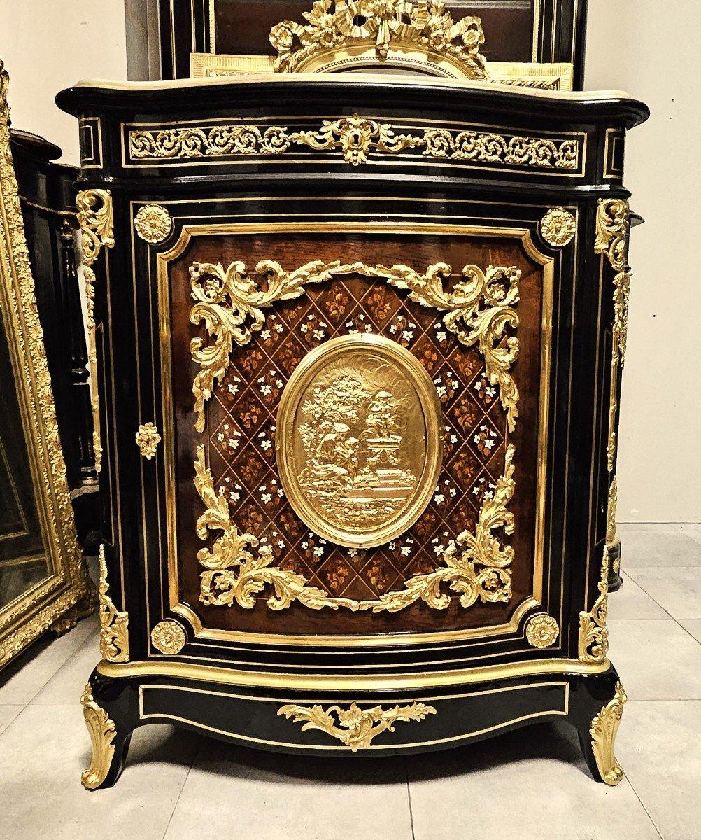 French Cabinet Napoleon III and Boulle Brass Gilt Bronze 19th Century 6