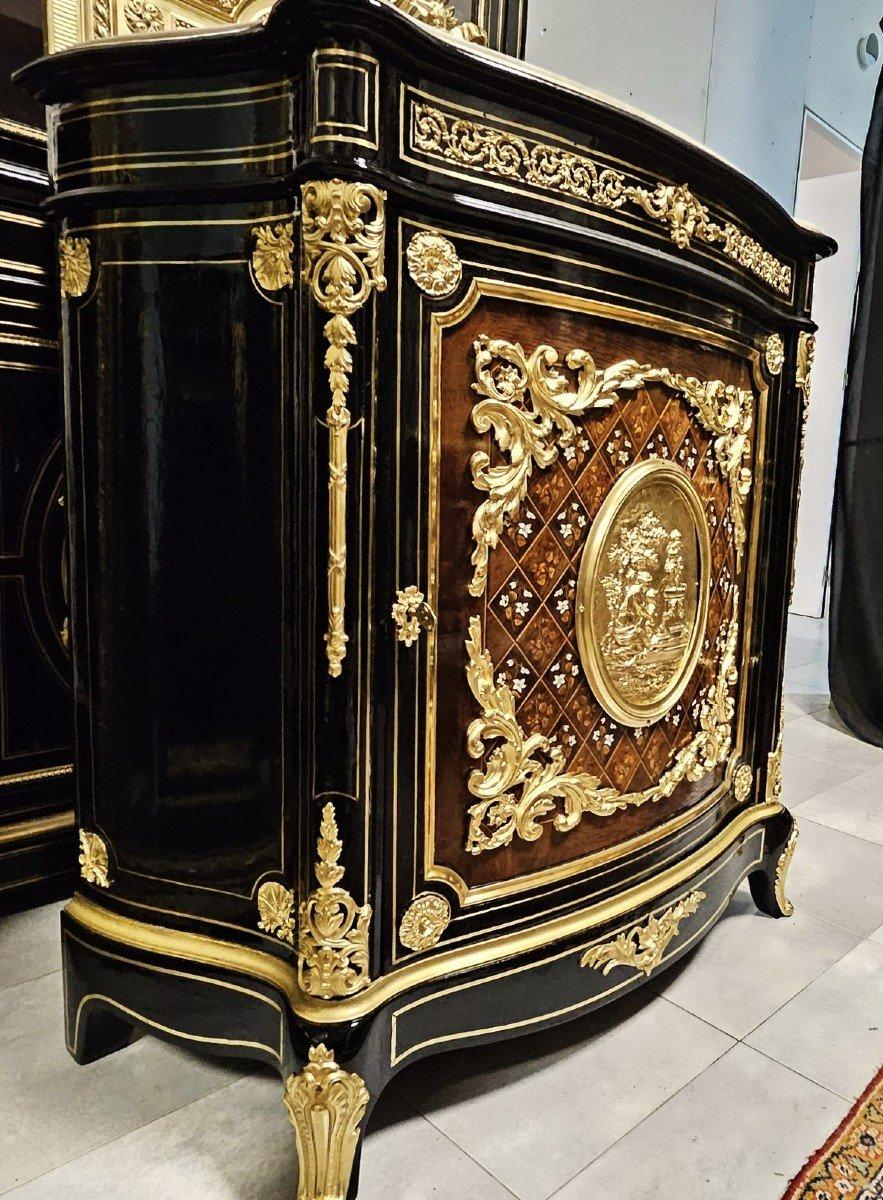French Cabinet Napoleon III and Boulle Brass Gilt Bronze 19th Century 1