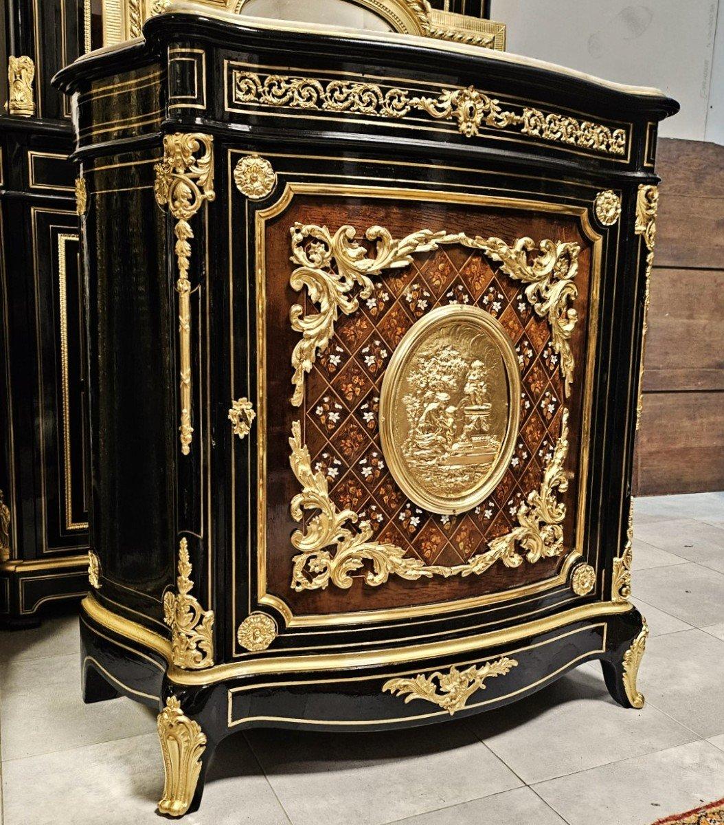 French Cabinet Napoleon III and Boulle Brass Gilt Bronze 19th Century 3