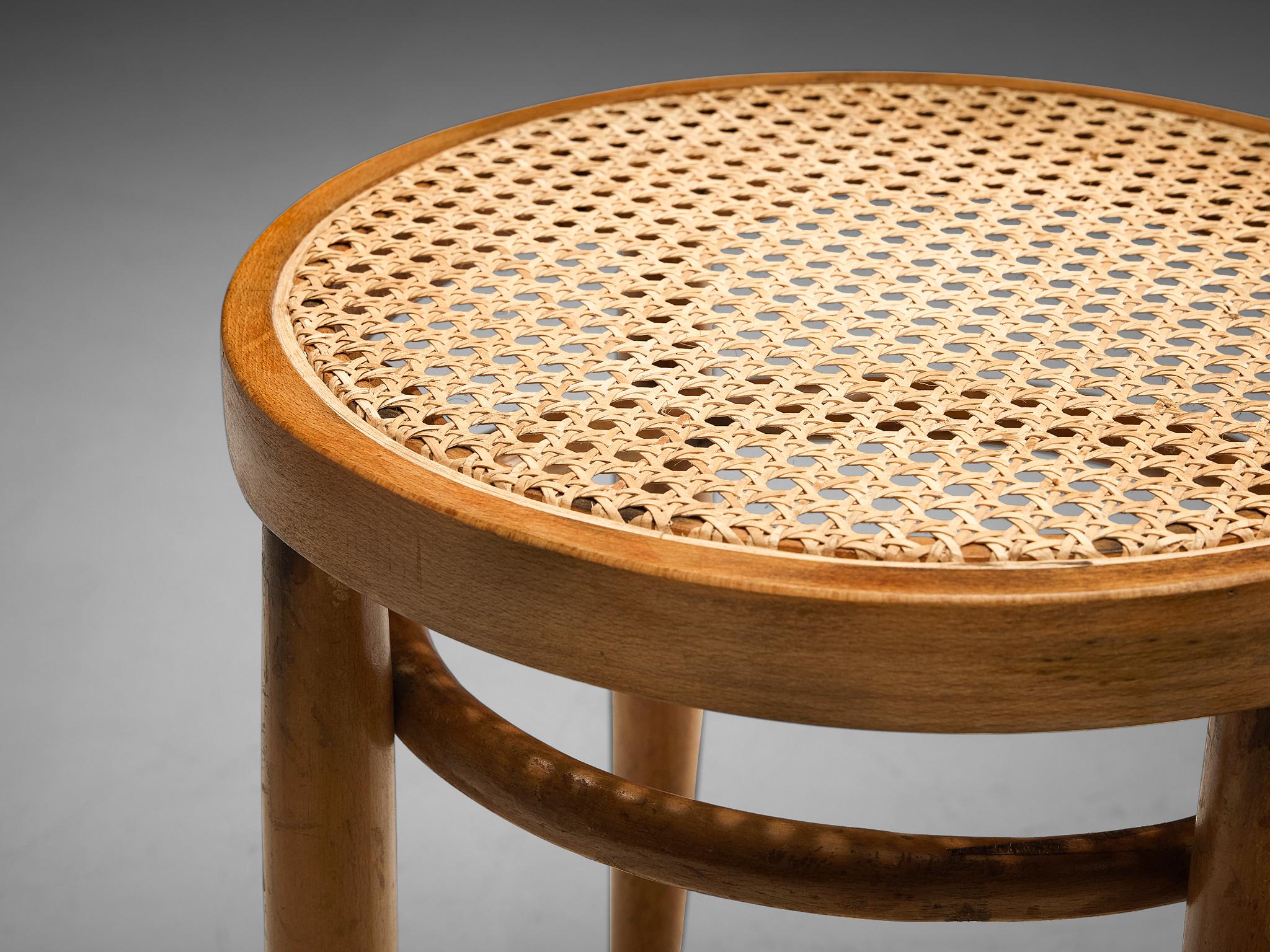 Metà XX secolo Sgabelli da caffè francesi in canna e Wood in vendita