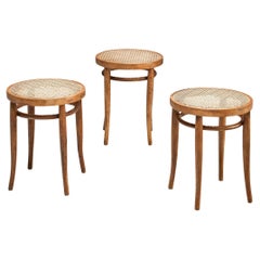 Used French Cafe Stools in Cane and Wood