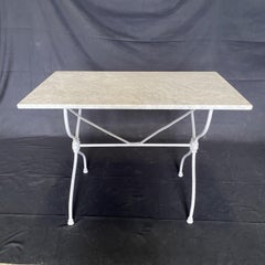 French Cafe Table or Garden Table with Beautiful Original Italian Carrara Marble