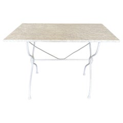 French Cafe Table or Garden Table with Beautiful Original Italian Carrara Marble