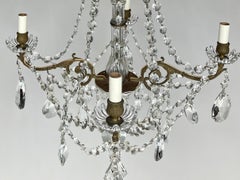 French Cage Form Four Light Crystal Chandelier