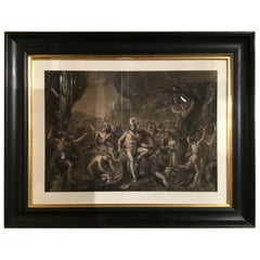 Antique French Calligrophic Engraving by Jean-Nicolas Laugier