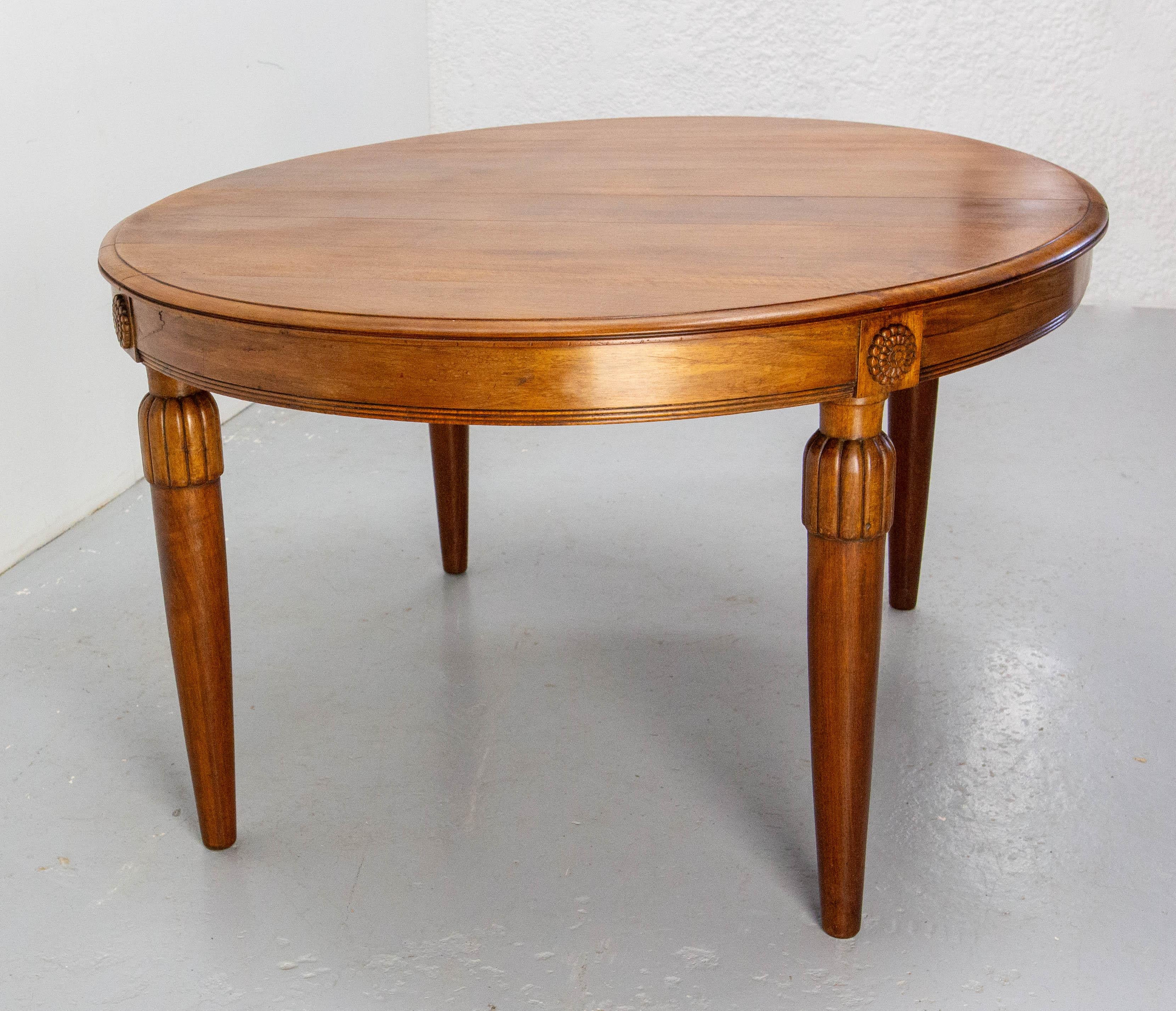French Calved Oval Walnut Dining Extending, Art Deco Period 1