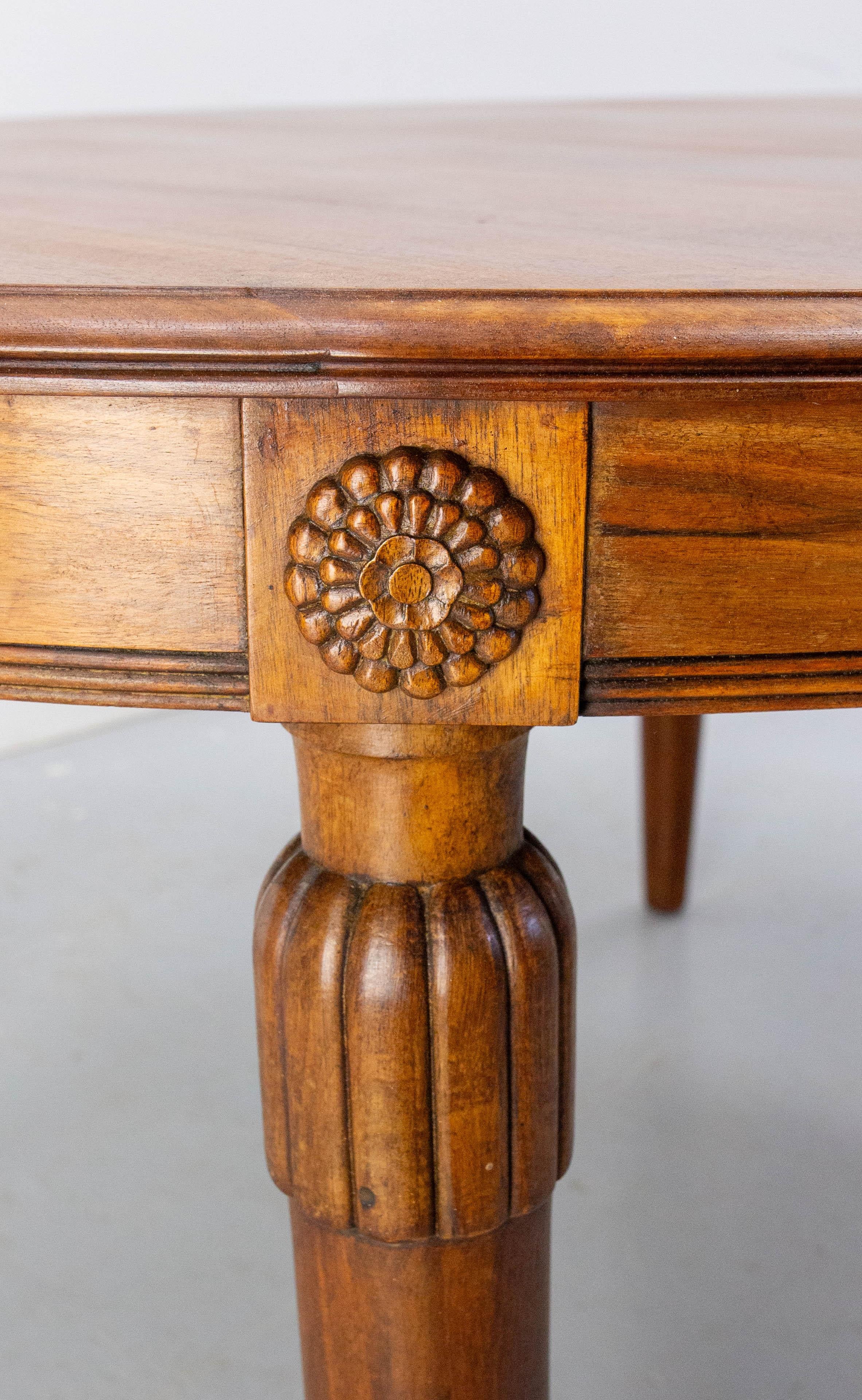 French Calved Oval Walnut Dining Extending, Art Deco Period 2