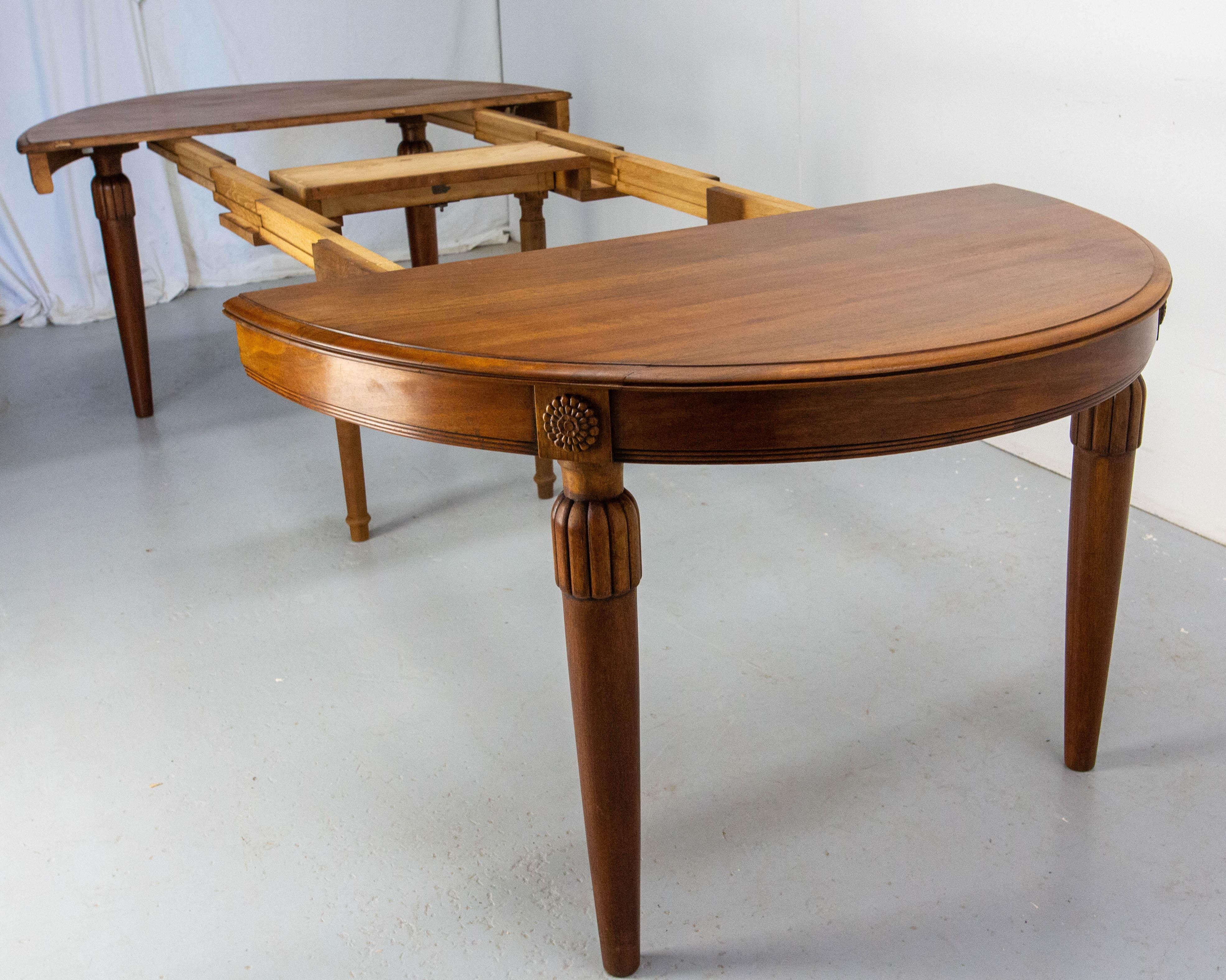 French Calved Oval Walnut Dining Extending, Art Deco Period 5