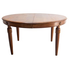 French Calved Oval Walnut Dining Extending, Art Deco Period