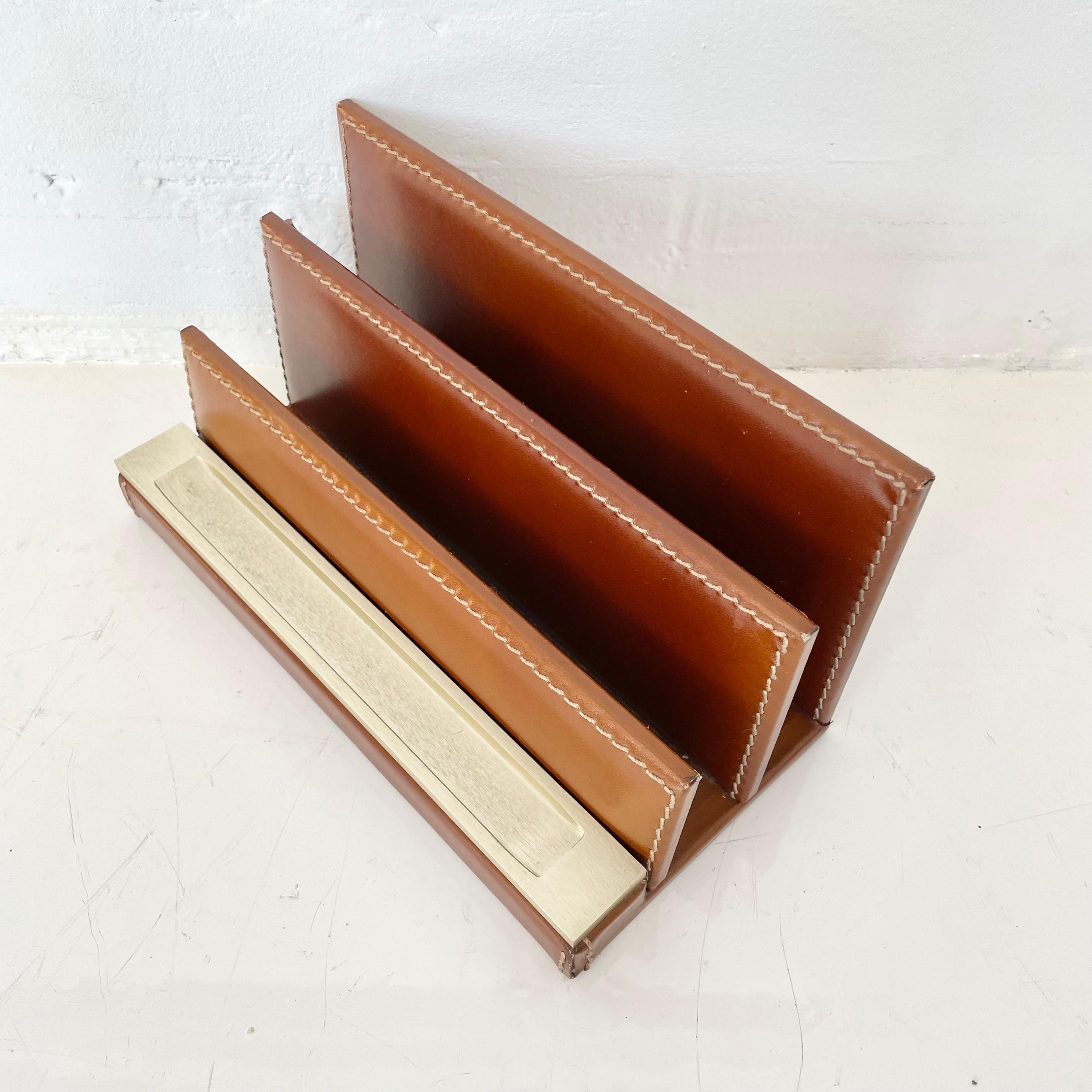 French Camel Leather Desk Set by Le Tanneur In Good Condition In Los Angeles, CA